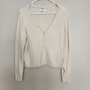 Old navy ribbed v neck beige cardigan Size xl